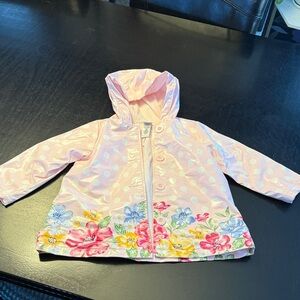 Little Me Pink Polka Dot Floral Raincoat